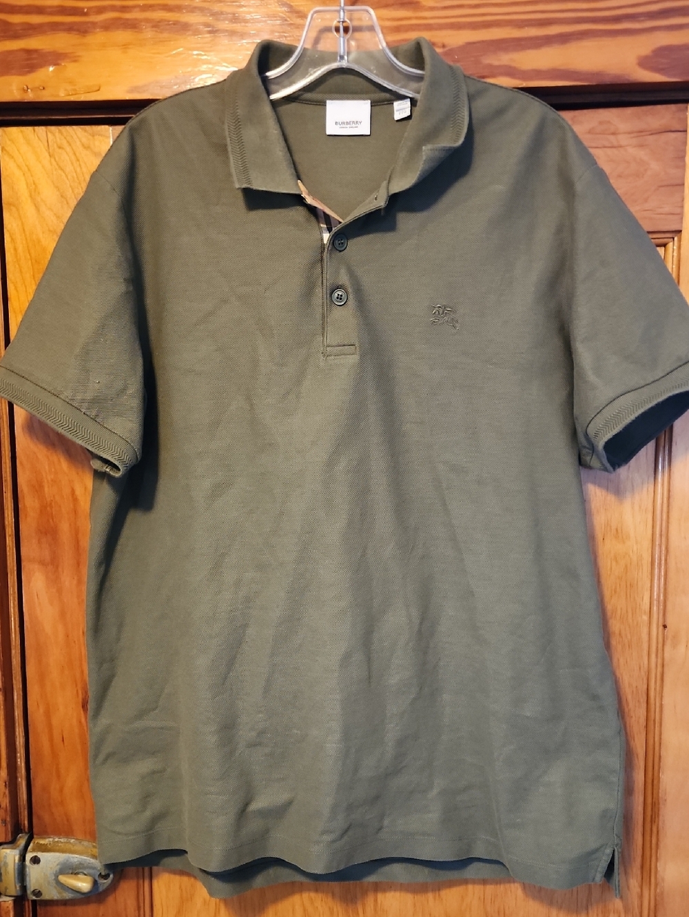 Burberry Men's Olive Short-Sleeve Polo XXL